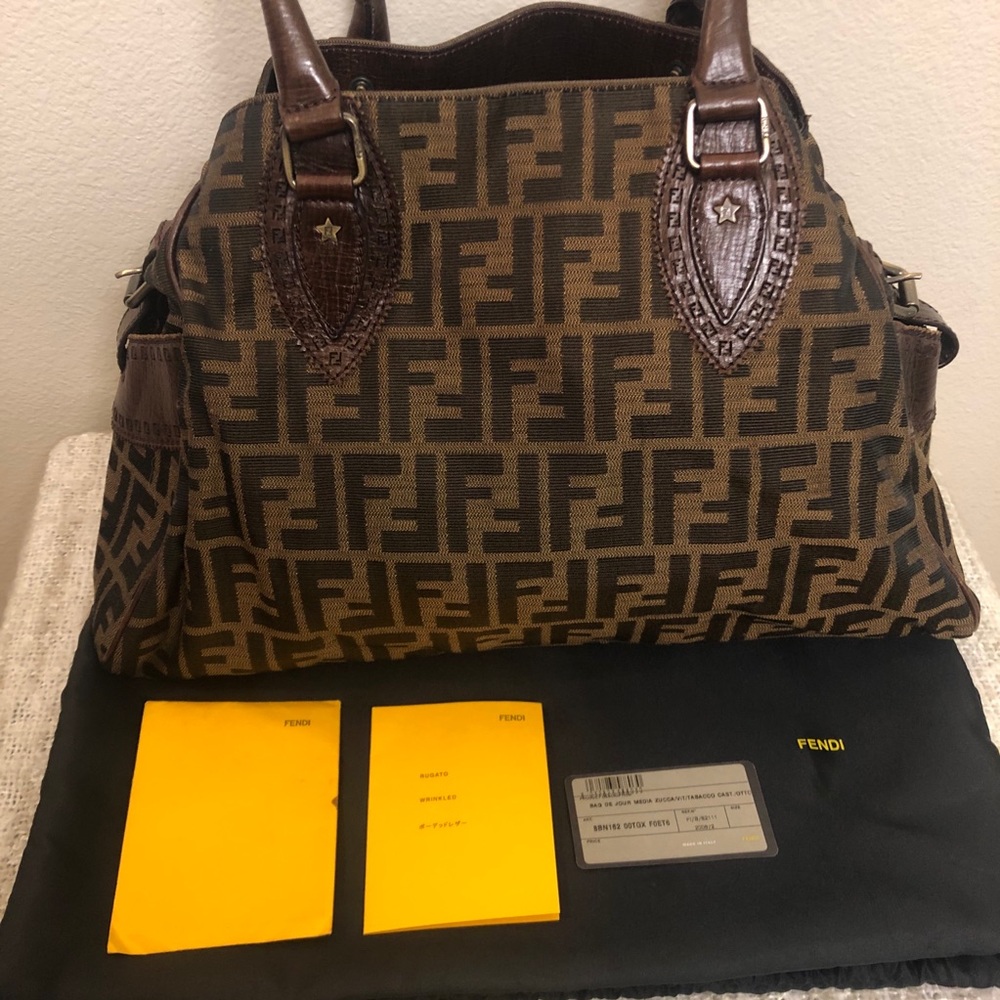Fendi Monogram Zucca Canvas Du Jour Bag in Tabacco